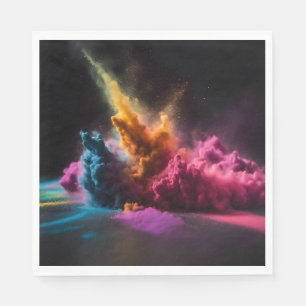 Rainbow Powder Blast On Black Napkin
