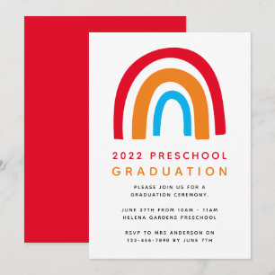 Rainbow Preschool Graduation Invitation