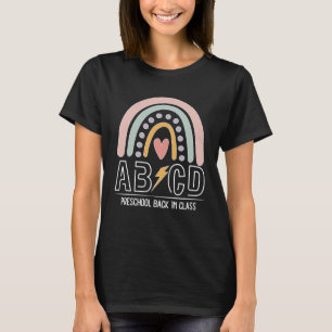 Rainbow Preschool Teacher First Day ABCD Rock Back T-Shirt