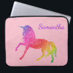 Rainbow Pretty Glitter Sparkle Unicorn Girl's Laptop Sleeve<br><div class="desc">This design may be personalized in the area provided by changing the photo and/or text. Or it can be customized by clicking Personalize this Template and then choosing the click to customize further option and delete or change the colour of the background, add text, change the text colour or style,...</div>