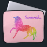 Rainbow Pretty Glitter Sparkle Unicorn Girl's Laptop Sleeve<br><div class="desc">This design may be personalized in the area provided by changing the photo and/or text. Or it can be customized by clicking Personalize this Template and then choosing the click to customize further option and delete or change the colour of the background, add text, change the text colour or style,...</div>