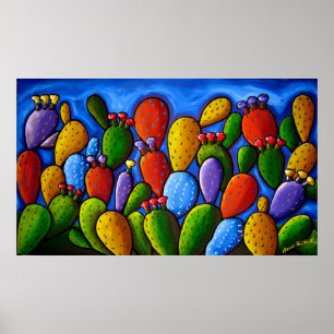 Rainbow Prickly Pear Cactus Art Poster