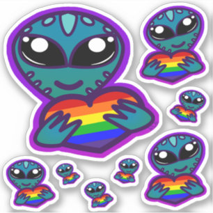 Rainbow Pride Alien Stickers