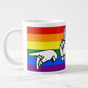 Rainbow Pride American Sign Language LGBTQ+ Large Coffee Mug