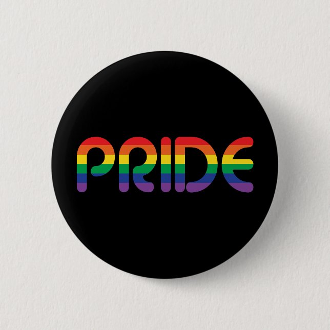 Rainbow Pride Balloon Letters 2 Inch Round Button (Front)
