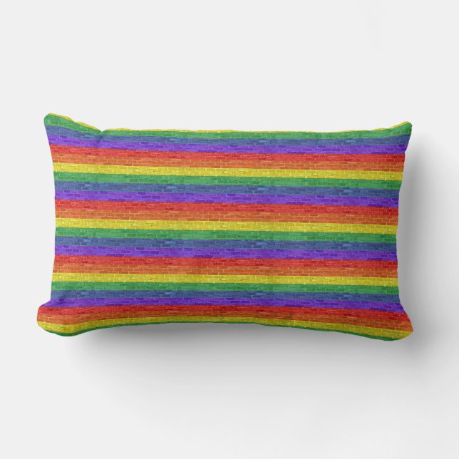 Rainbow Pride Bricks Lumbar Pillow (Front)