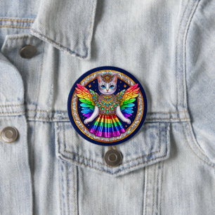 Rainbow Pride Chat Fairy Angel Party Badge Button