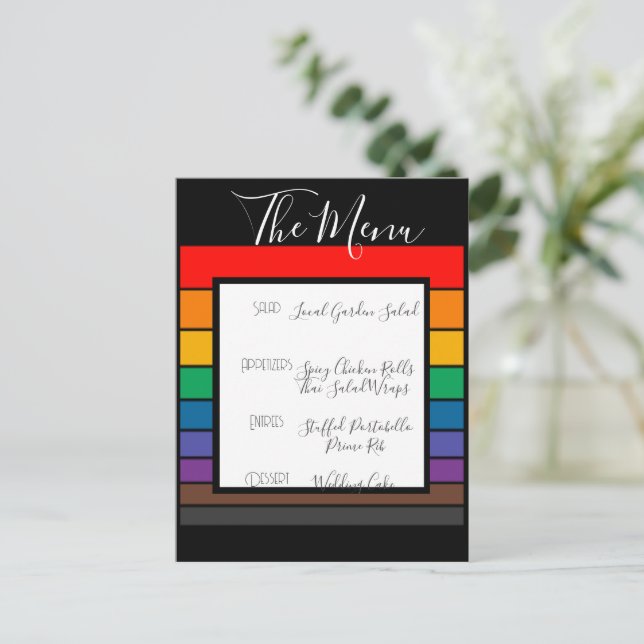 Rainbow Pride Colour Block Stripe Menu Postcard (Standing Front)