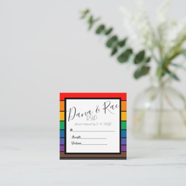 Rainbow Pride Colour Block Stripes Enclosure Card (Standing Front)