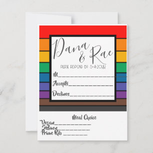 Rainbow Pride Colour Block Stripes with Meal Choic RSVP Card