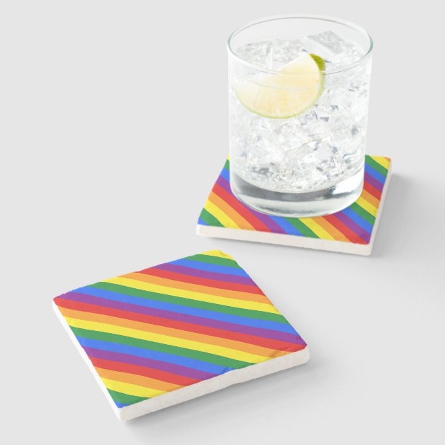 Rainbow Pride Diversity Equal Rights Inclusion Stone Coaster (Side)