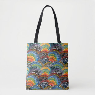 Rainbow pride dot art tote bag