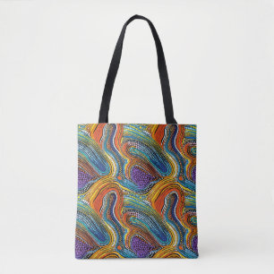 Rainbow pride dot art tote bag