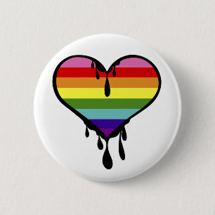 Rainbow Pride Dripping Heart 2 Inch Round Button