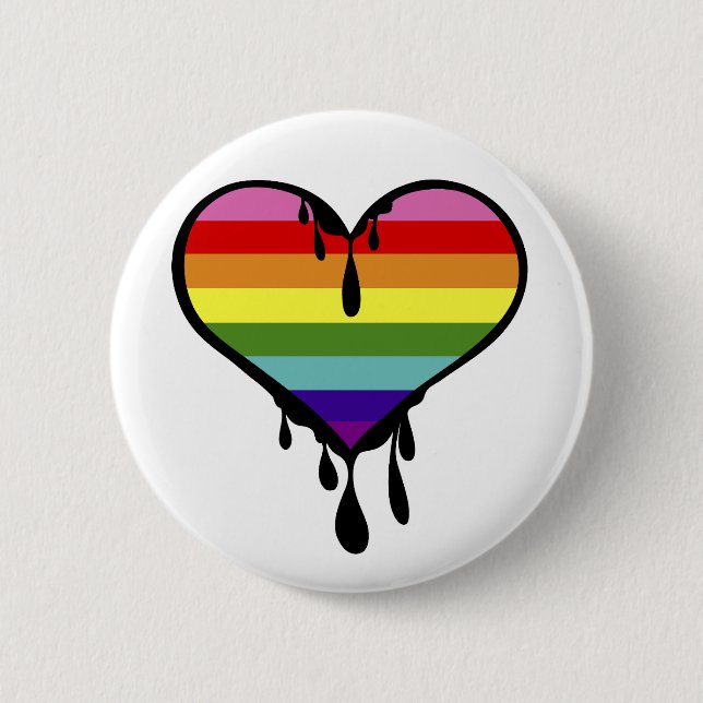Rainbow Pride Dripping Heart 2 Inch Round Button (Front)