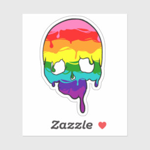 Rainbow Pride Dripping Skull