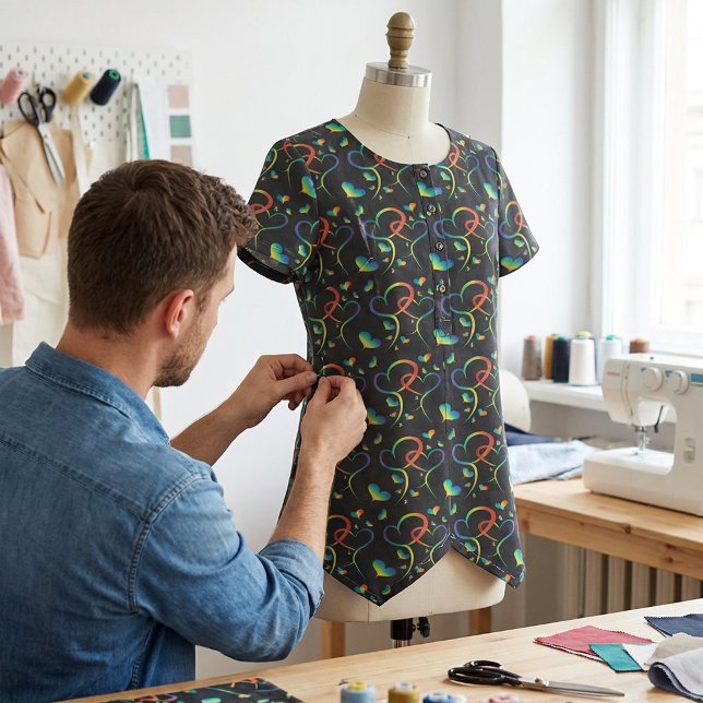 Rainbow Pride Entwined Hearts Fabric (Creator Uploaded)