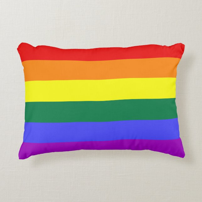 Rainbow Pride Flag Accent Pillow (Front)