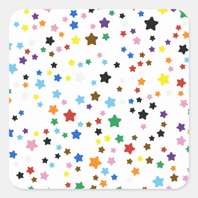 Rainbow Pride Flag BIPOC Stars Pattern art Square Sticker (Front)