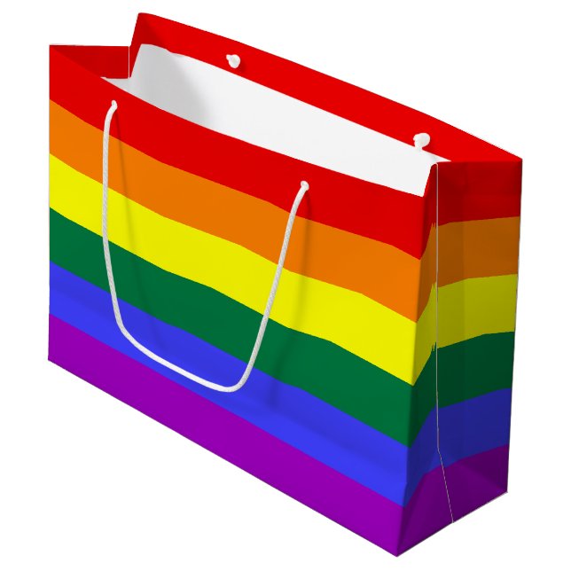 Rainbow Pride Flag Large Gift Bag (Front Angled)