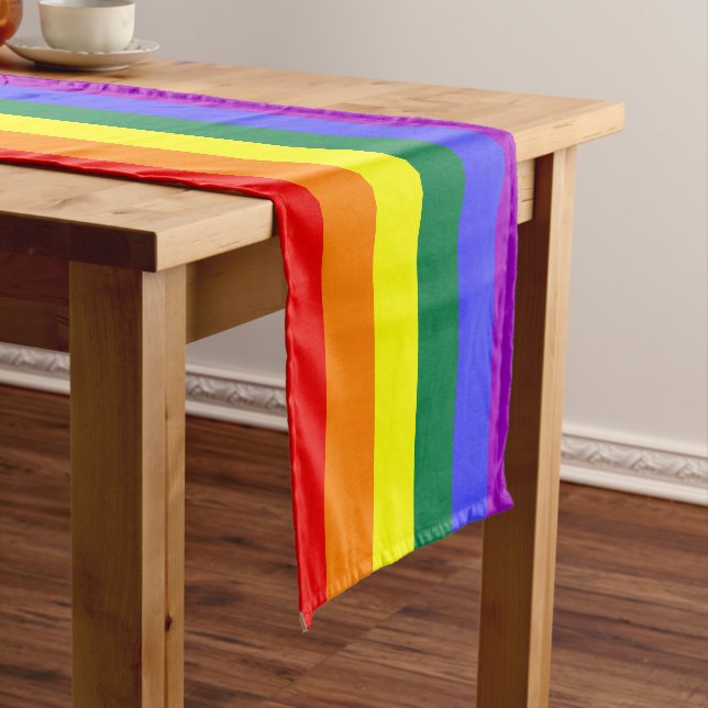 Rainbow Pride Flag Medium Table Runner (In Situ)