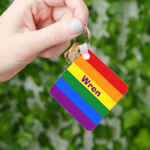 Rainbow Pride Flag Name or Monogram Keychain