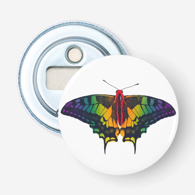 Rainbow Pride Flag Swallowtail Butterfly Bottle Opener (Front)