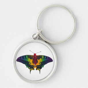 Rainbow Pride Flag Swallowtail Butterfly Keychain