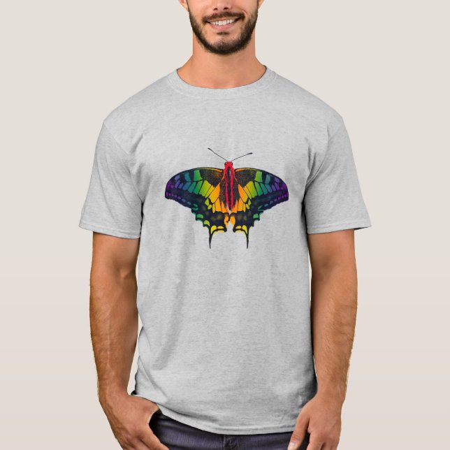 Rainbow Pride Flag Swallowtail Butterfly T-Shirt (Front)