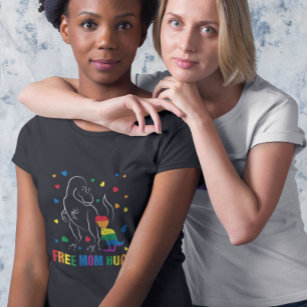 Rainbow Pride Free Mom Hugs Dinosaur Cute  T-Shirt