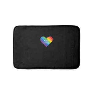 Rainbow Pride Gay Christian LGBTQ+ Jesus Loves T-S Bath Mat