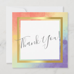 Rainbow Pride Gold Frame Mariage Carte de remercie