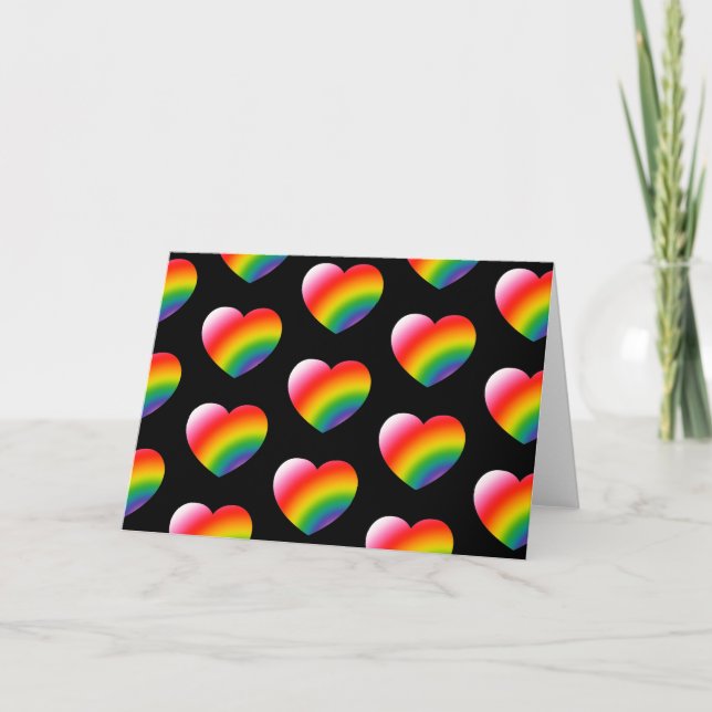 Rainbow Pride Gradient Hearts Pattern Card (Front)