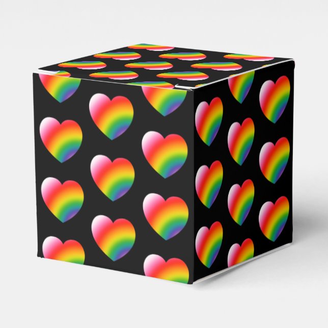 Rainbow Pride Gradient Hearts Pattern Favor Box (Front Side)