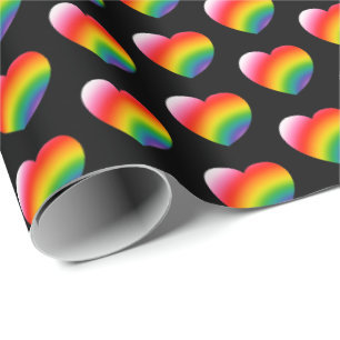 Rainbow Pride Gradient Hearts Pattern Wrapping Paper