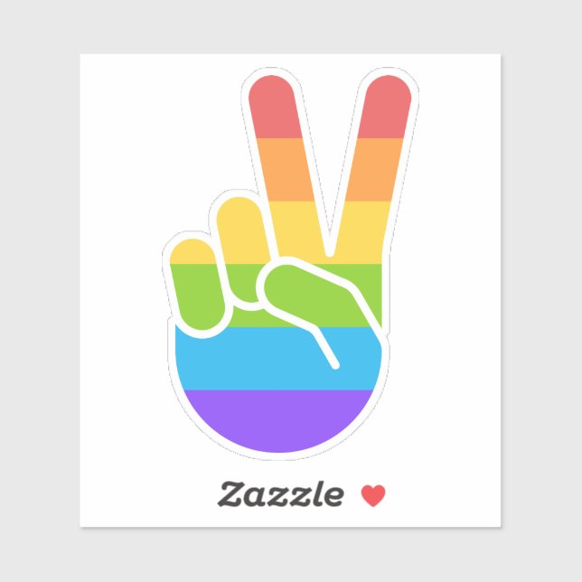 Rainbow Pride Hand Peace Sign Kiss Cut Sticker (Sheet)