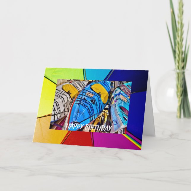 Rainbow Pride Kayak Anniversaire 5" x 7" Carte d'a (Devant)
