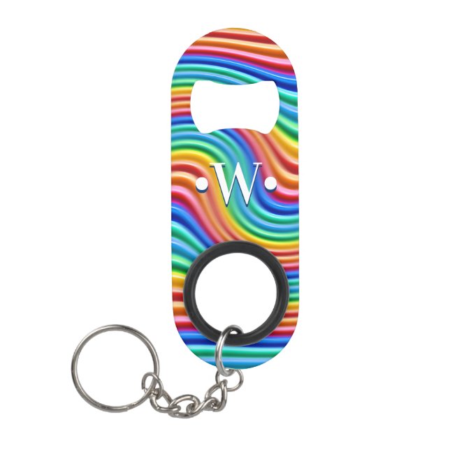 Rainbow Pride key ring bottle opener Keychain Bottle Opener (Front)
