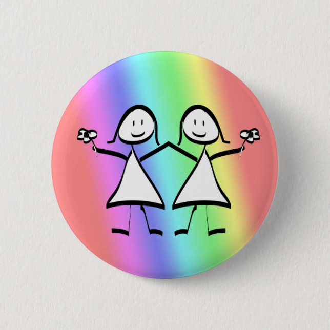 Rainbow Pride Lesbian Brides 2 Inch Round Button (Front)