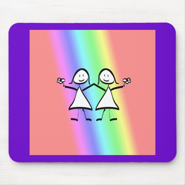 Rainbow Pride Lesbian Brides Mouse Pad (Front)