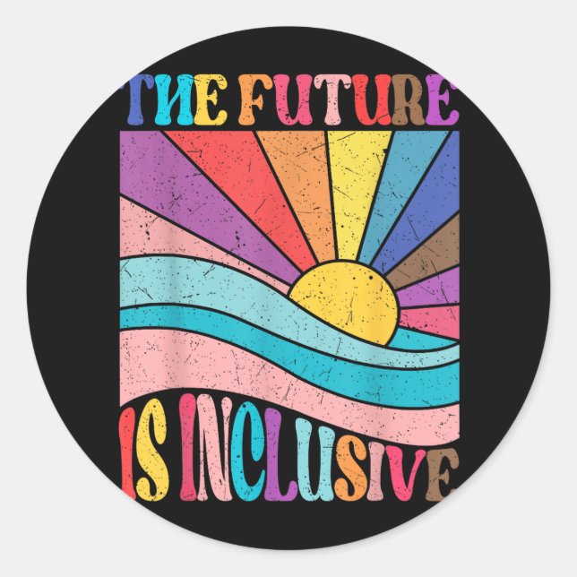 Rainbow Pride Lgbtq The Future Is Inclusive Social Classic Round Sticker (Front)