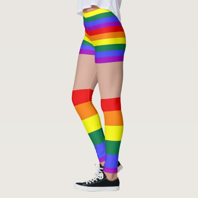 Rainbow Pride Long Socks Shorts Novelty Fun Leggings (Left)