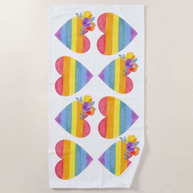 Rainbow Pride Love Beach Serviette (Devant)