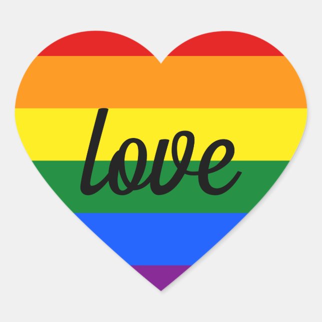 Rainbow Pride Love Heart Sticker (Front)