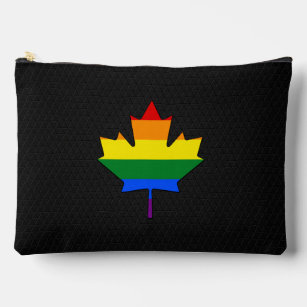 Rainbow pride maple leaf  accessory pouch