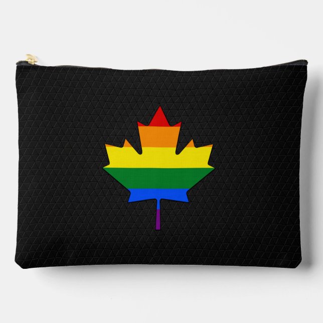 Rainbow pride maple leaf  accessory pouch (Front)