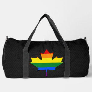 Rainbow pride maple leaf duffle bag