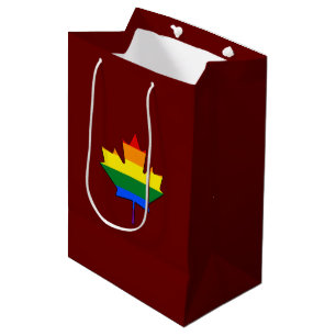 Rainbow pride maple leaf medium gift bag