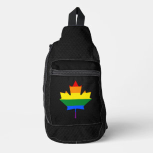 Rainbow pride maple leaf sling bag
