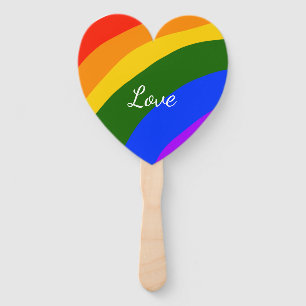 Rainbow pride month love add name text art hand fan